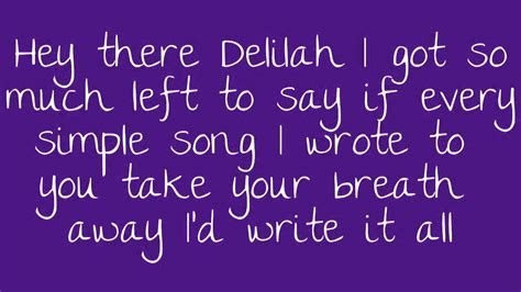 hey delilah lyrics